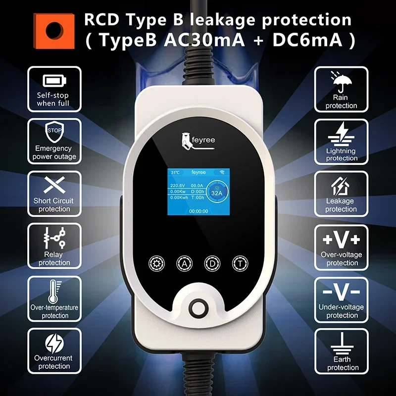 Feyree Type2 EV Charger EVSE W - огляд і ціна Ev Charging Cable